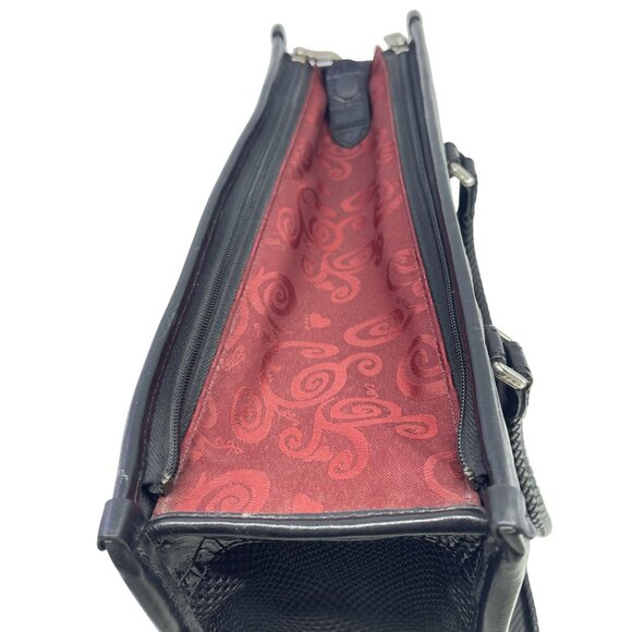 brighton black faux crocodile skin and red cloth pet carrier - Picture 5 of 14